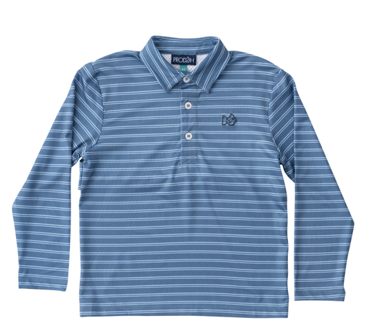 Prodoh Powder Blue Stripe LS Performance Polo