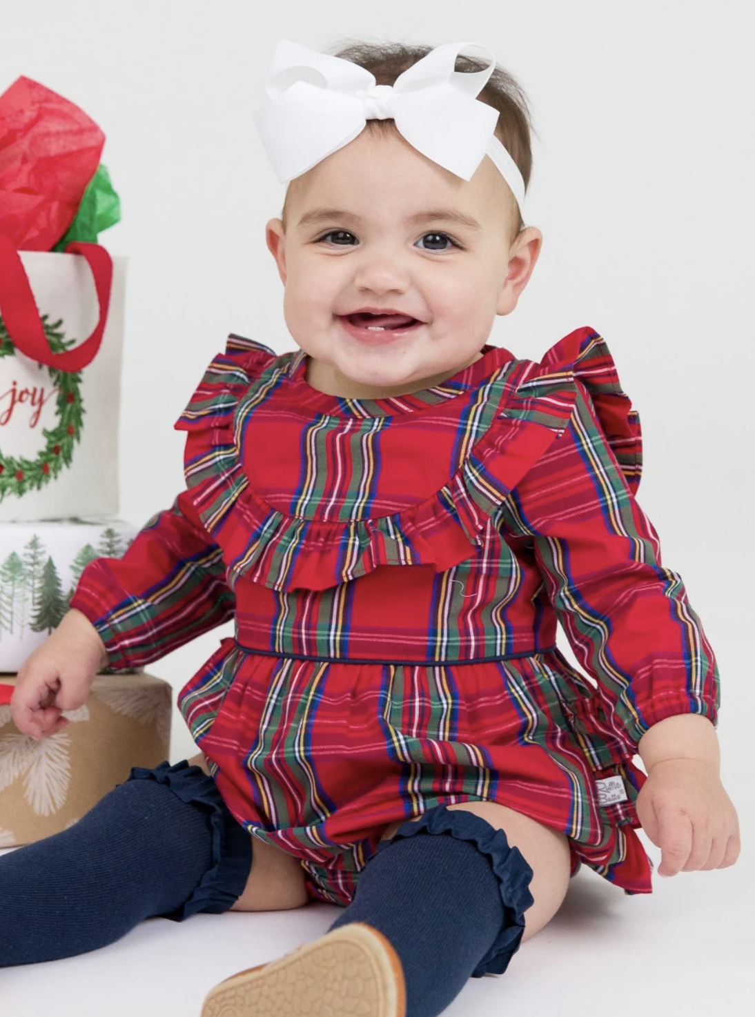 Tis the Season Plaid Bubble Romper