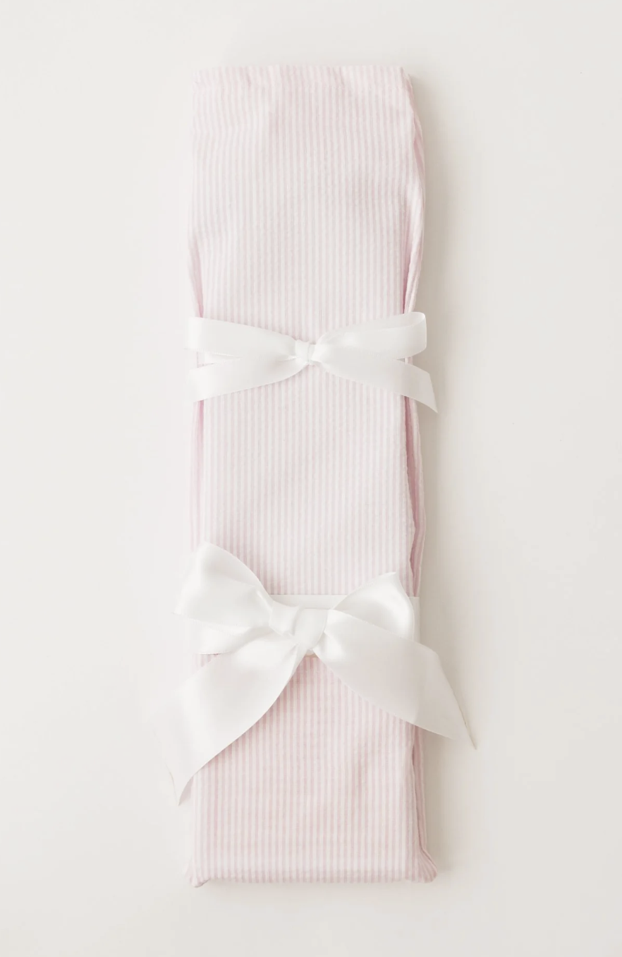 Pink Seersucker w/White Ribbon Knife Set