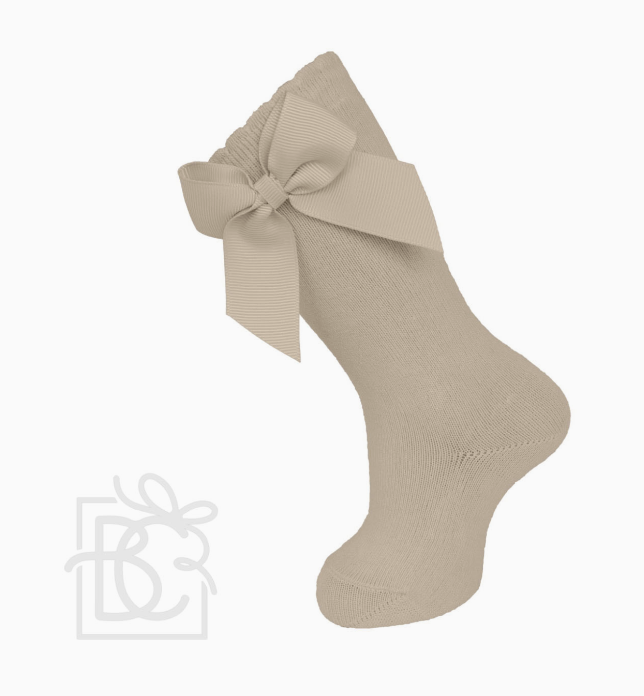 Camel Knee Sock W/ Gross Grain Side Bow