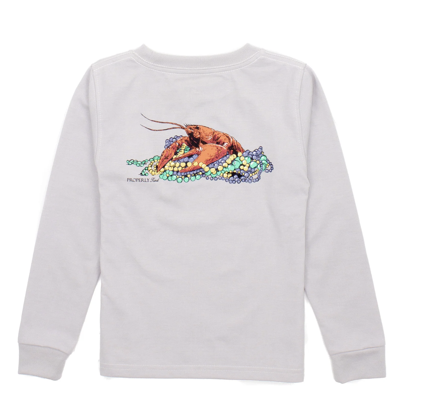 Properly Tied ADULT Mardi Crawfish LS Ice Grey