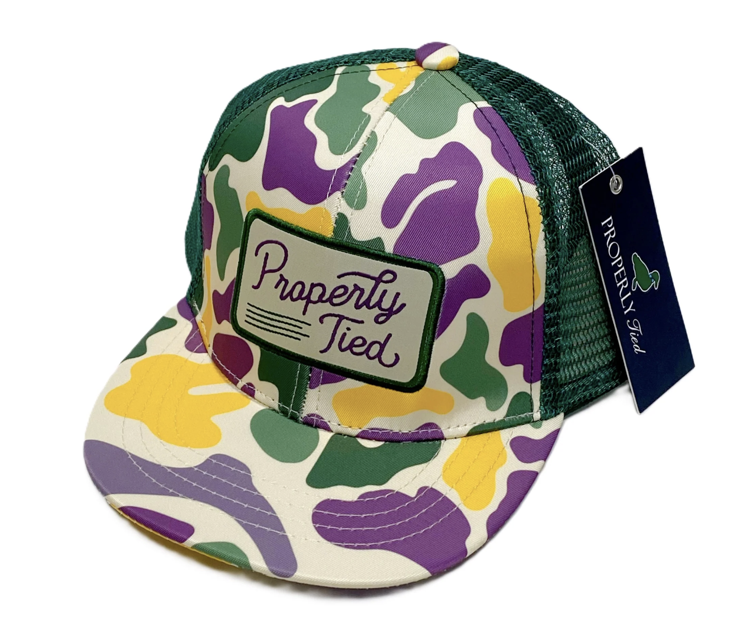 Properly Tied Boys Sportsman Trucker Hat Mardi Gras Camo