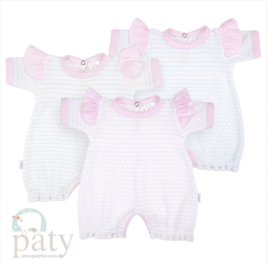 Paty Pinstripe Angel Sleeve Bubble Mint w/Pink Trim