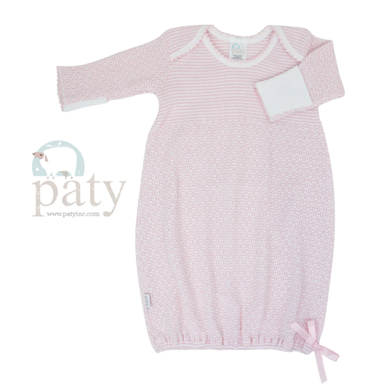 Paty LS Lap-Shoulder Gown, Solid Color Pink