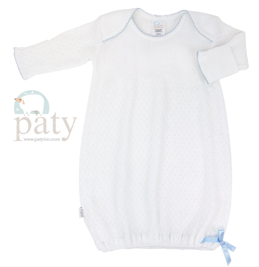 Paty Knit Overlap Shoulder Gown Blue