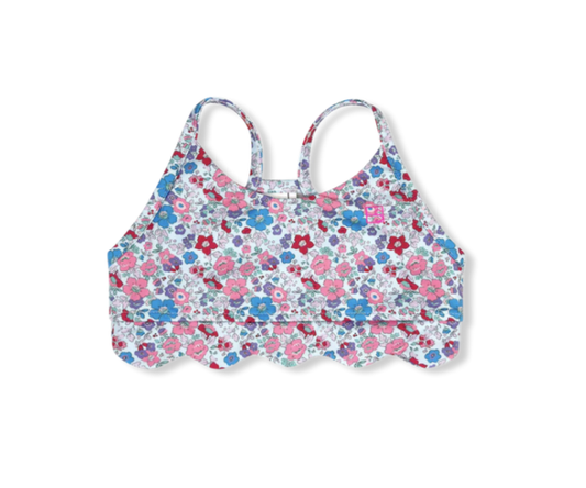 SF Bloomberry Floral Scallop Sports Bra