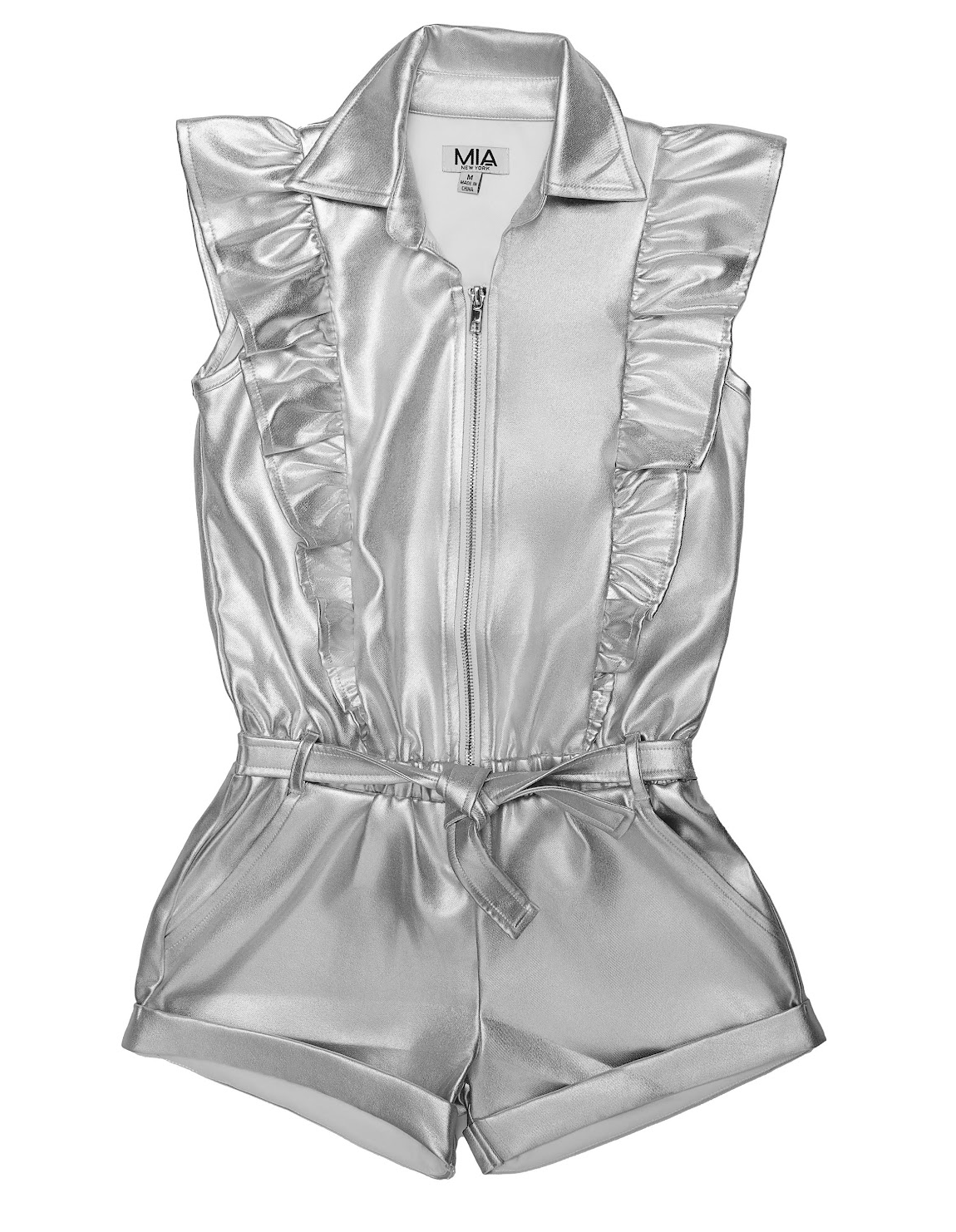 Silver Metallic Ruffle Romper