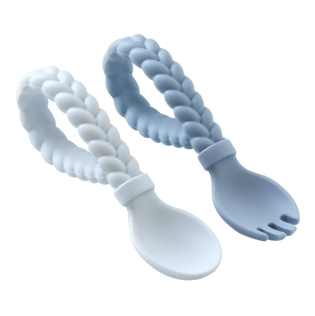 Silicone Blue Fork & Spoon Set