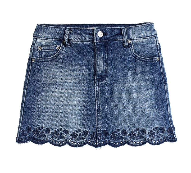 Floral Embroidery Eyelet Hem Skort