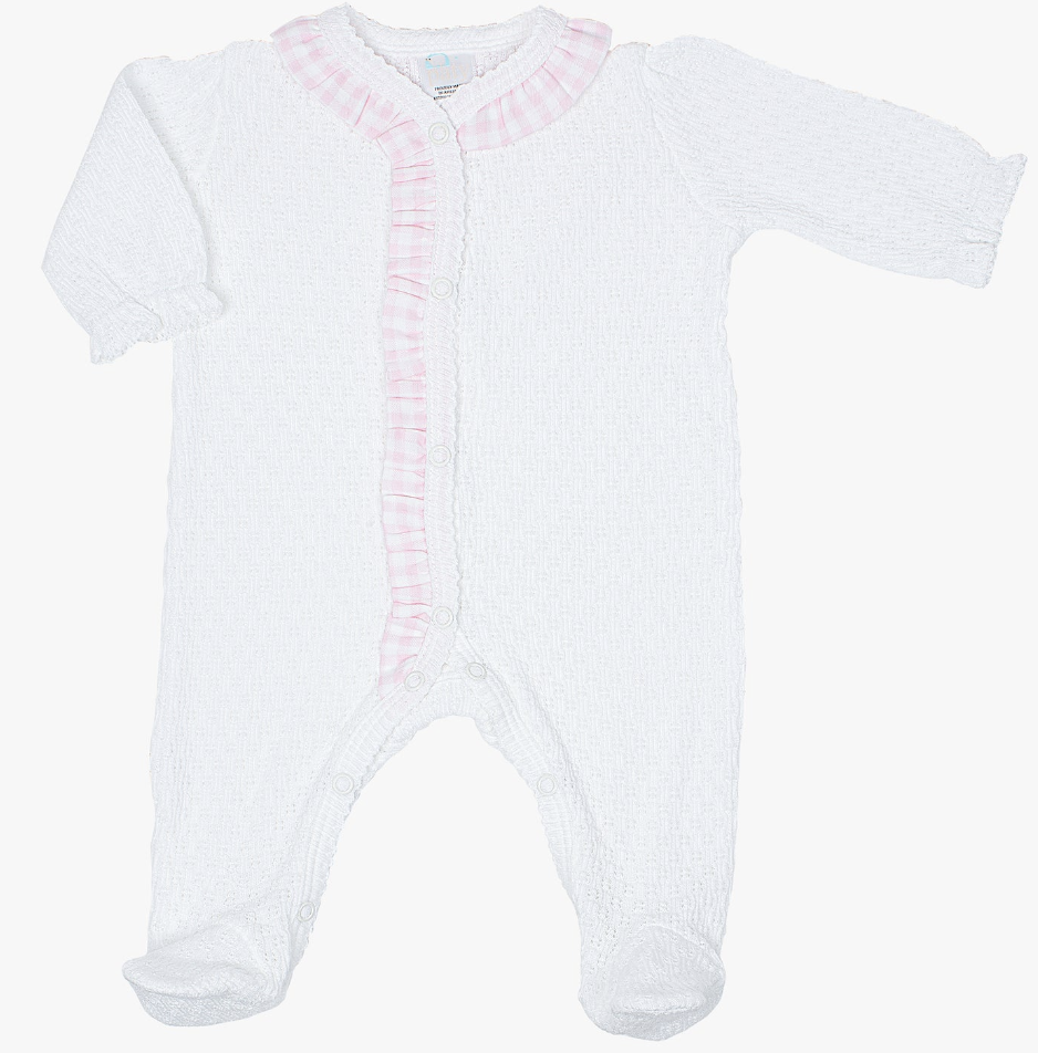 Paty Knit Footie w/Ruffle Pink