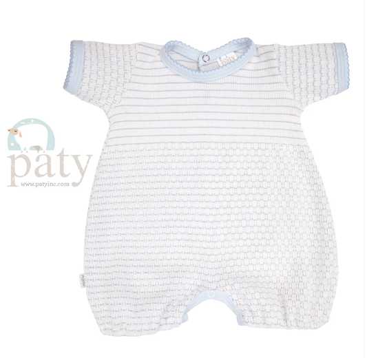 Paty Pinstripe Bubble Pima Trim Grey/Blue