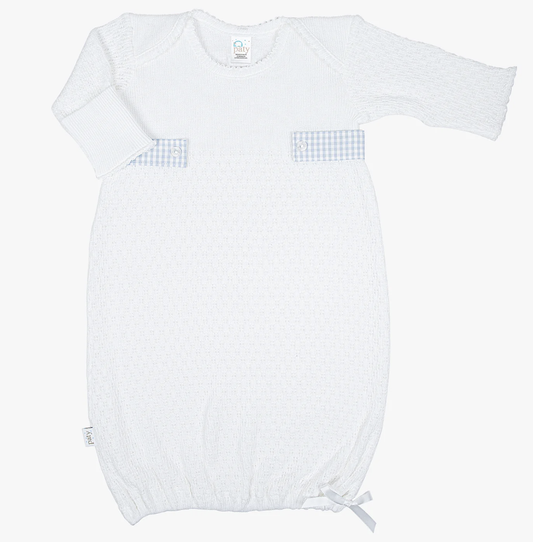 Paty Lap Shoulder Gown Blue Gingham Tab