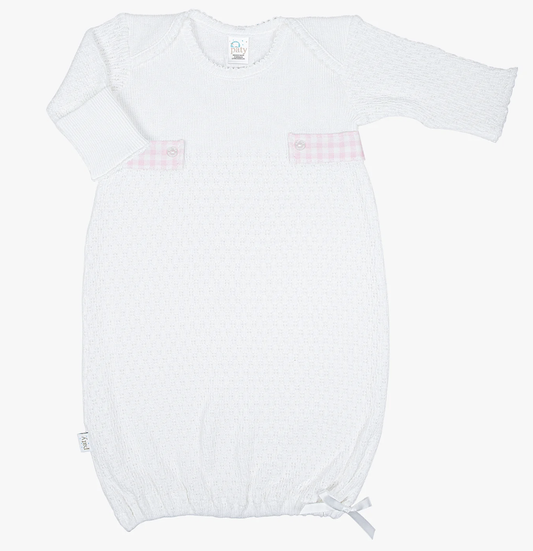 Paty Lap Shoulder Gown Pink Gingham Tab