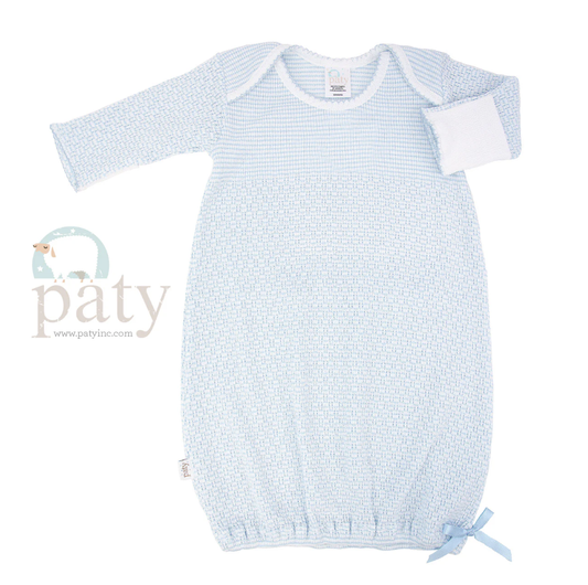 Paty Knit Overlap Shoulder Gown Blue/White