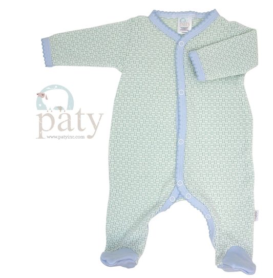 Paty Footie w/Pima Trim Mint/Blue