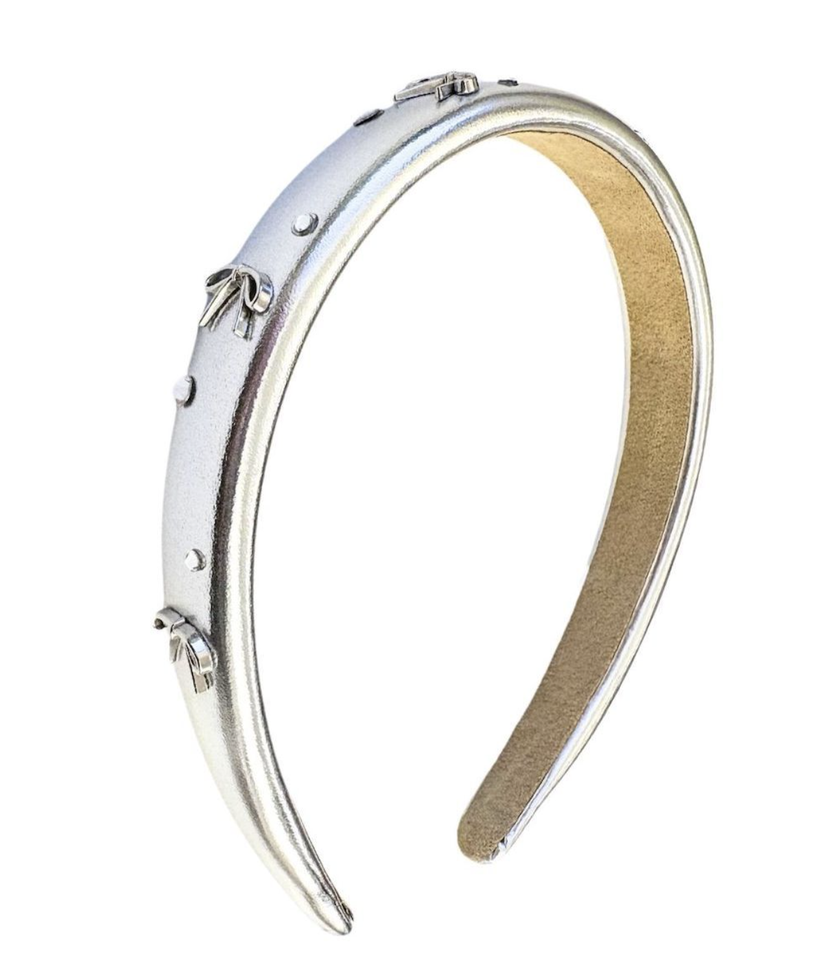 Metallic Bow Padded Headband Silver