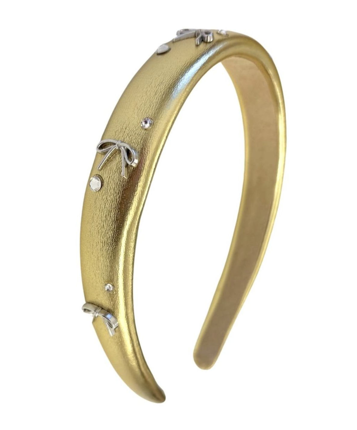 Metallic Bow Padded Headband Gold