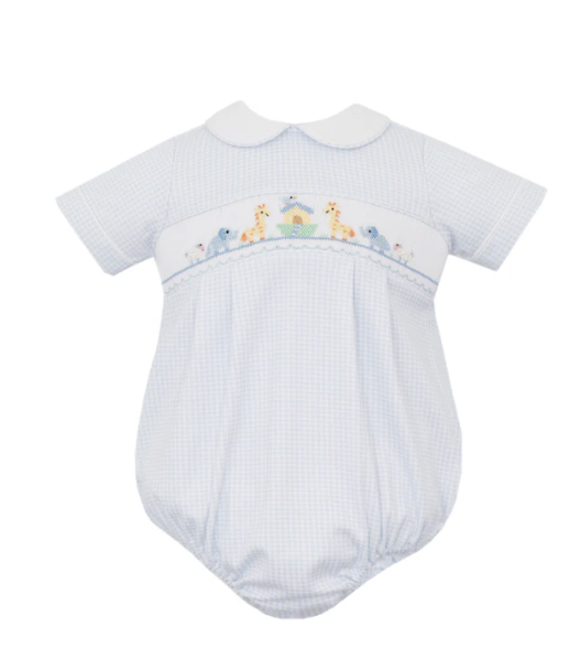 Noah's Ark Boy Lt. Blue Gingham Bubble