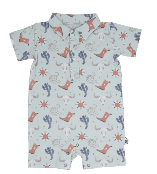 Bulls Boots Lasso Western Polo Romper