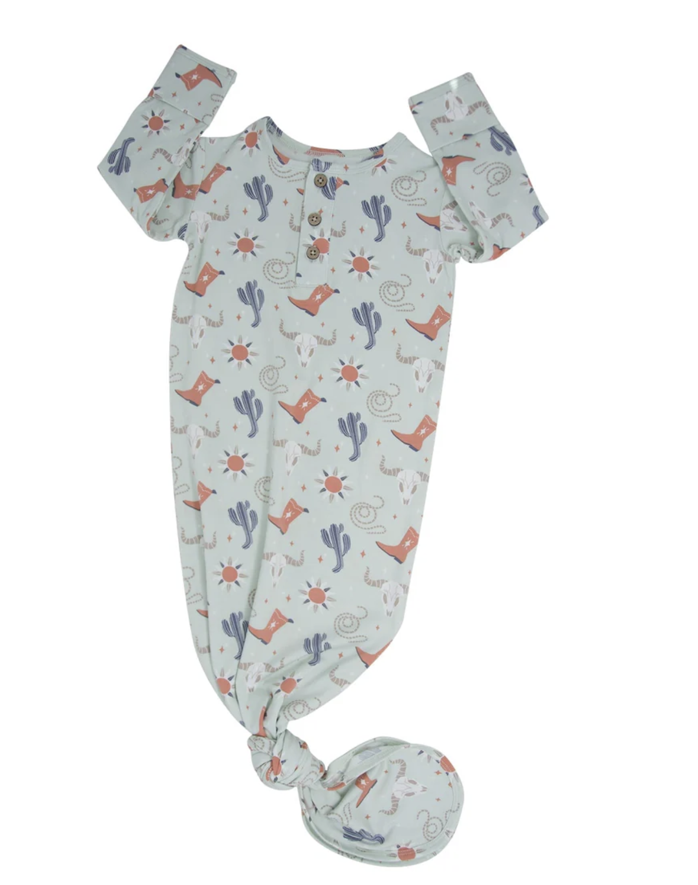 Bulls Boots Lasso Western Baby Knotted Gown