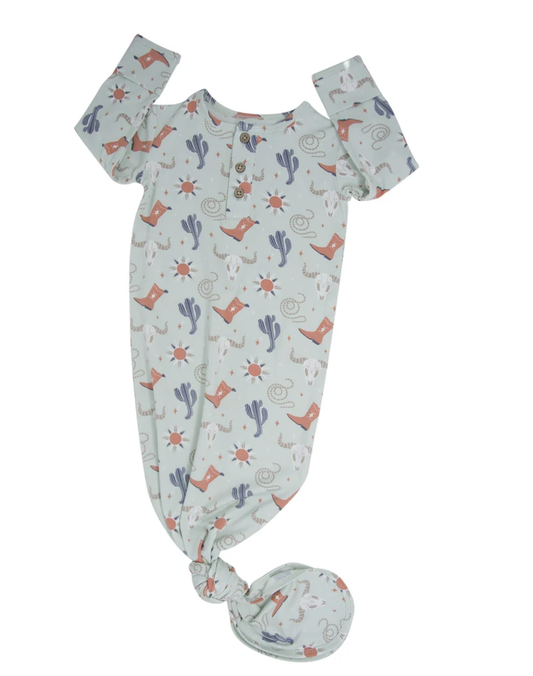 Bulls Boots Lasso Western Baby Knotted Gown