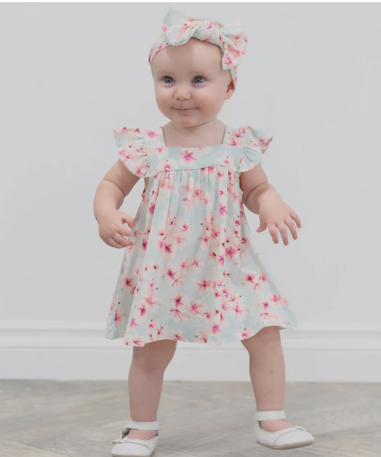 Pretty Pink Floral Ruffle Dress with Bloomer