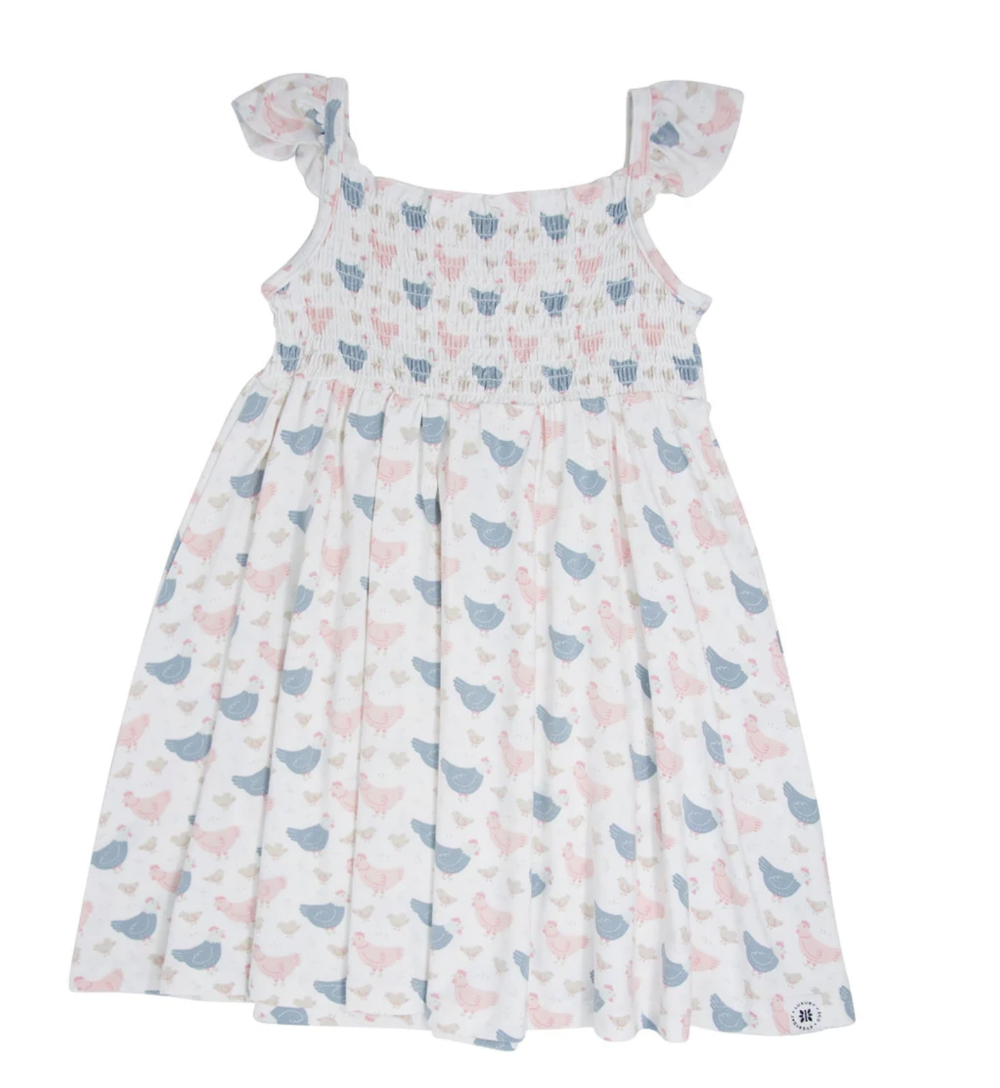 Pink Farm Hens Bamboo Smocked Vintage Dress