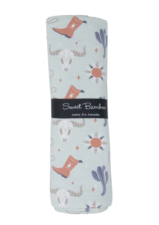 Bulls Boots Lasso Western Baby Swaddle