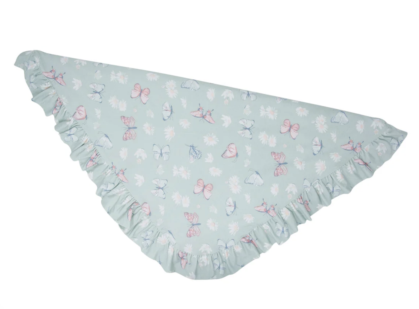 Mint Butterfly Daisy Bamboo Ruffle Blanket