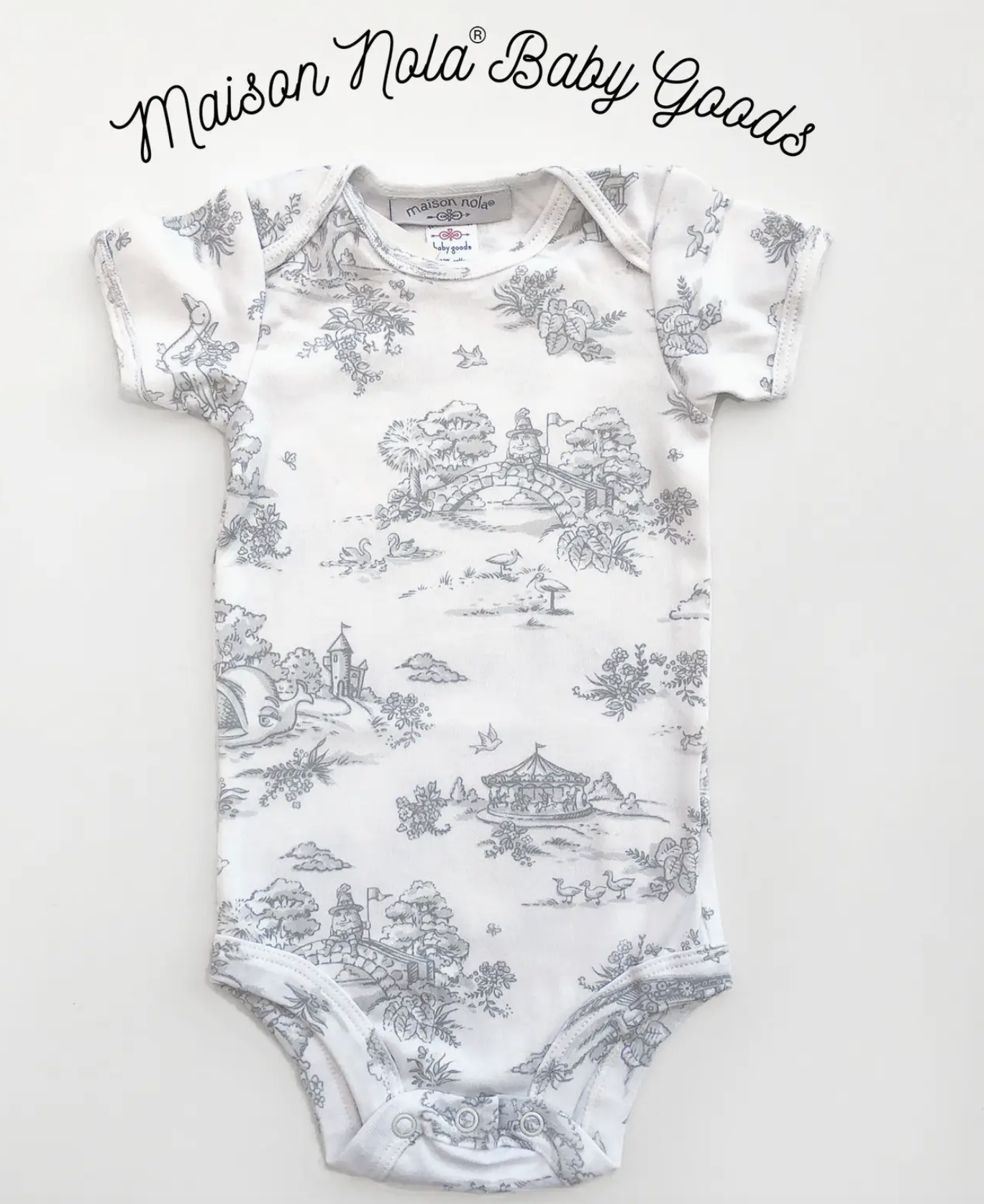 Storyland Toile Printed Onesie Grey