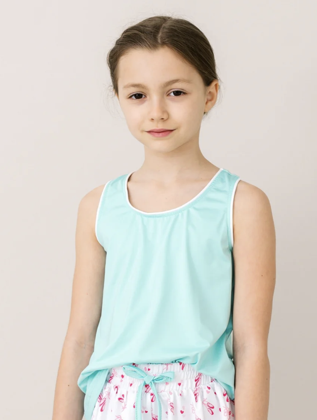 Riley Tank - Totally Turquoise, Pure Coconut