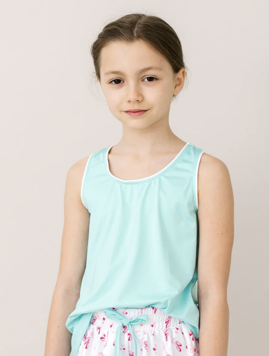 Riley Tank - Totally Turquoise, Pure Coconut
