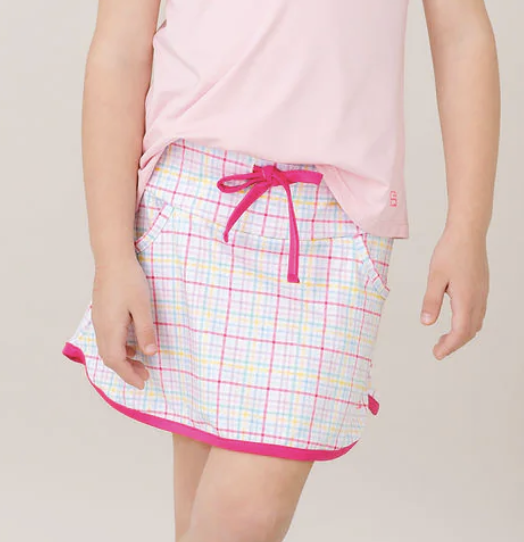 Tiffany Tennis Skort - Palm Island Windowpane, Power Pink