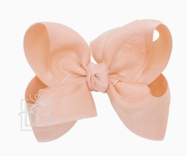 Light Coral Layered Organza Bow On Clip