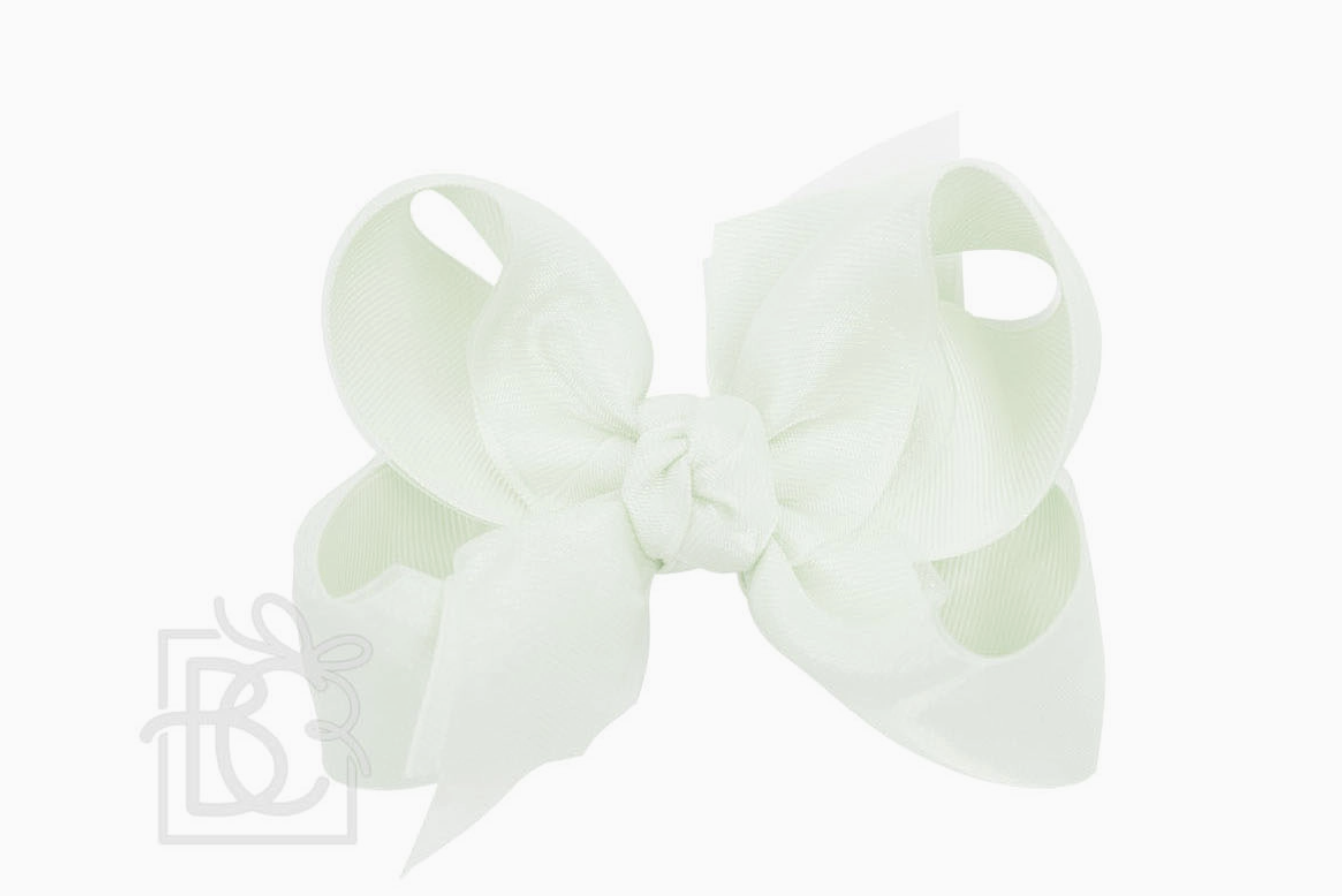 Powder Mint Layered Organza Bow On Clip
