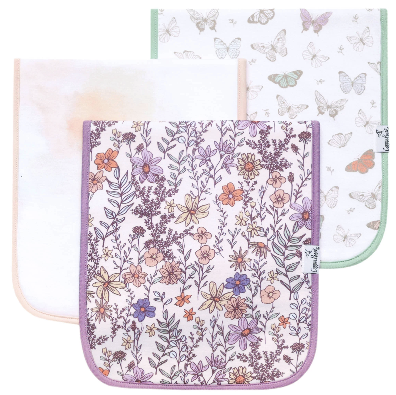 Copper Pearl Flora Burp Cloth Set (3-Pack)