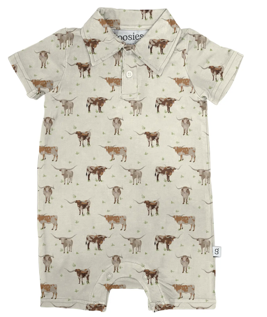 Longhorns Cows - SS Polo Romper