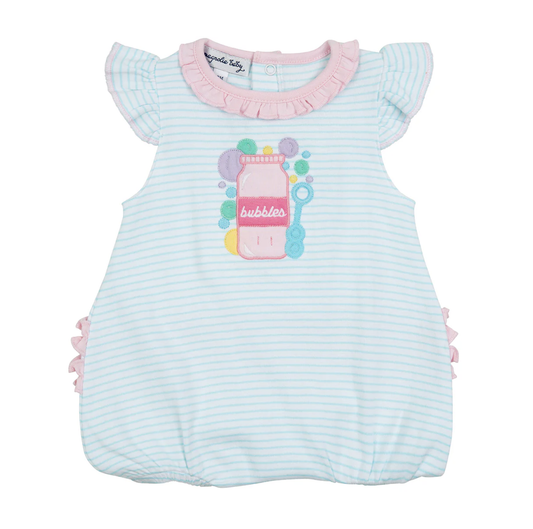 Magnolia Baby Sweet Bubbles Applique Pink Ruffle Flutters Bubble