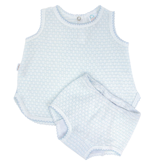 Paty Knit 2pc Diaper Set No Bow Blue