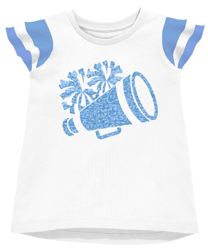 Shimmer Ruffle Sleeve Sequin Cheer in Light Blue GAME DAY