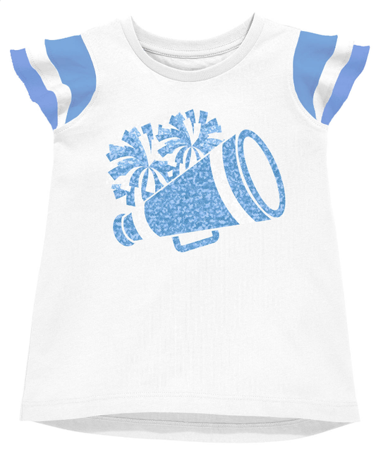 Shimmer Ruffle Sleeve Sequin Cheer in Light Blue GAME DAY