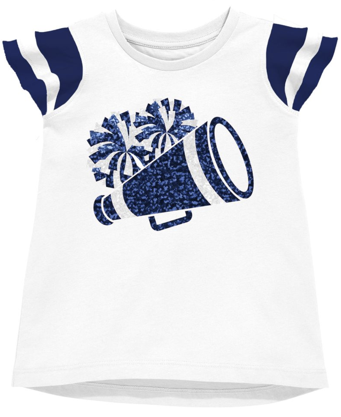 Shimmer Ruffle Sleeve Sequin Cheer in Navy Game Day