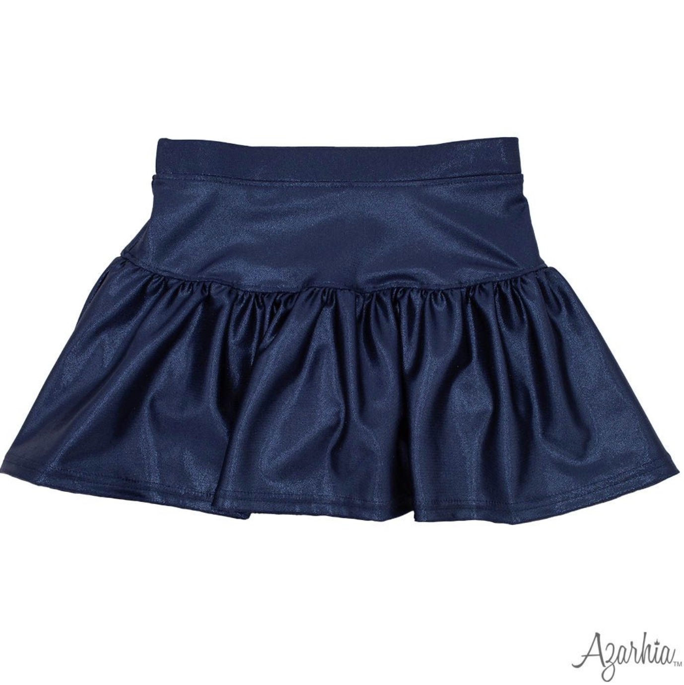 Gathered Skort in Metallic Navy Shimmer