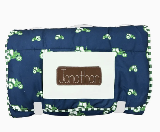 Nap Mat- Tractors on Navy