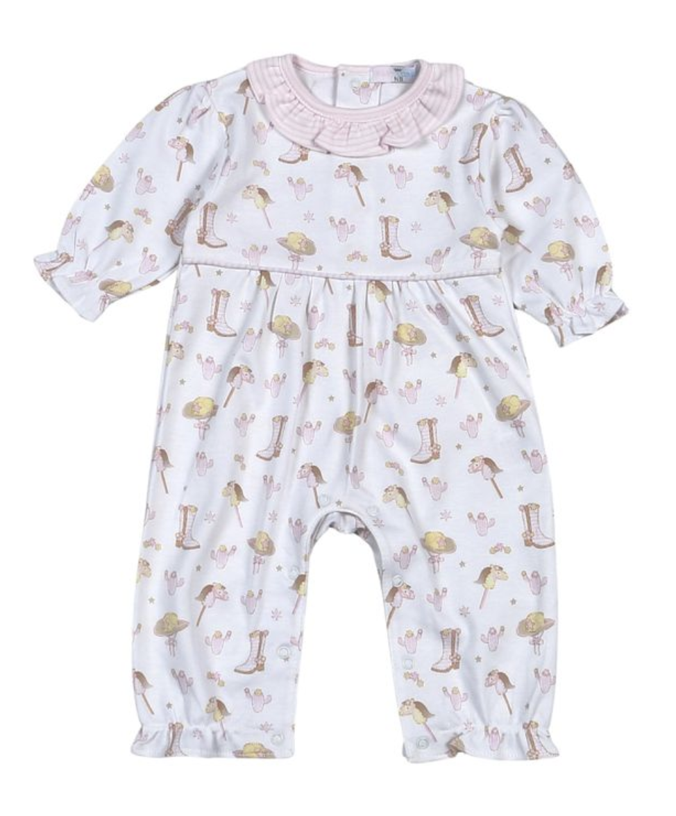 Baby Loren Howdy Baby Pima Romper Pink