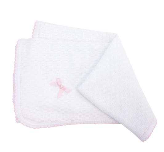 Paty Receiving/Swaddle Blanket Pink w/Bow