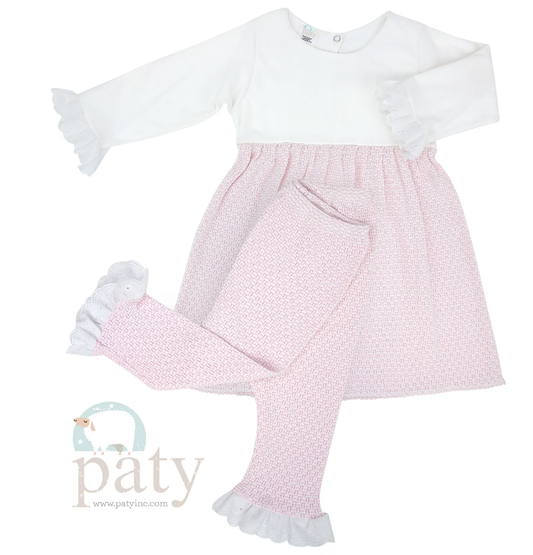 Paty Dress w/Eyelet Leggings Pink