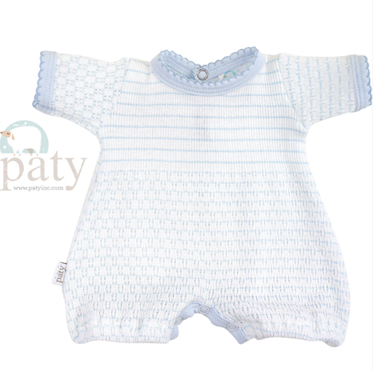 Paty Knit Bubble Pima Trim White Stripe w/Blue Trim