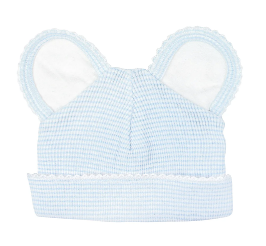 Paty Rib Knit Bear Beanie Blue