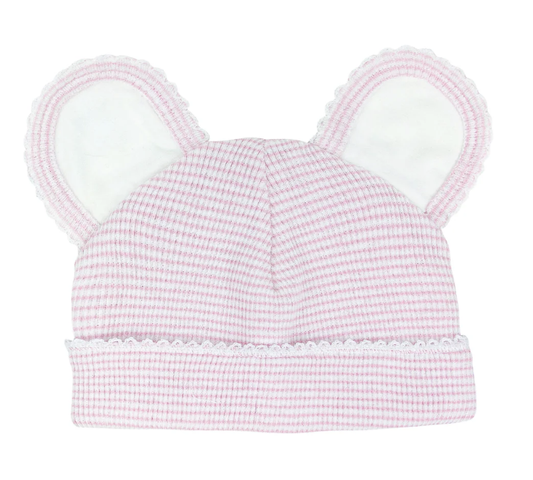 Paty Rib Knit Bear Beanie Pink